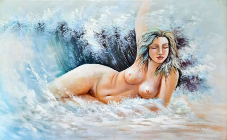 2213-T3 | 90cm x 60cm | femme dans les vagues 